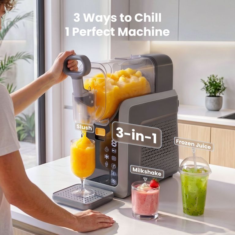 norda 2l slushie machine frozen drink maker slushy ice cream maker no ice compressor touchscreen for home bbq party 3-in-1 frozen drink machine making orange slush