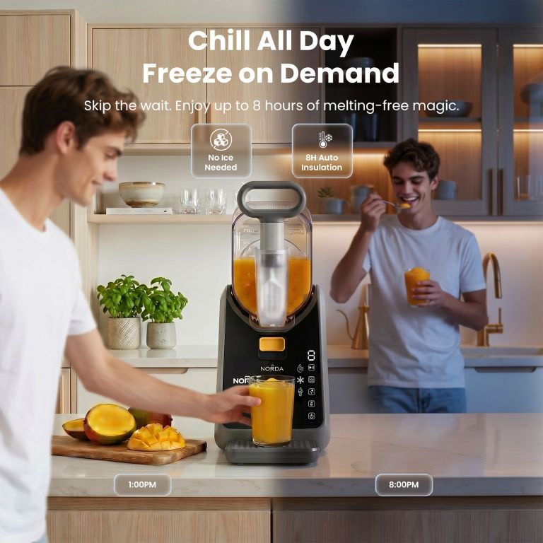 norda 2l slushie machine frozen drink maker slushy ice cream maker no ice compressor touchscreen for home bbq party Benchtop smoothie maker with mango drinks in kitchen