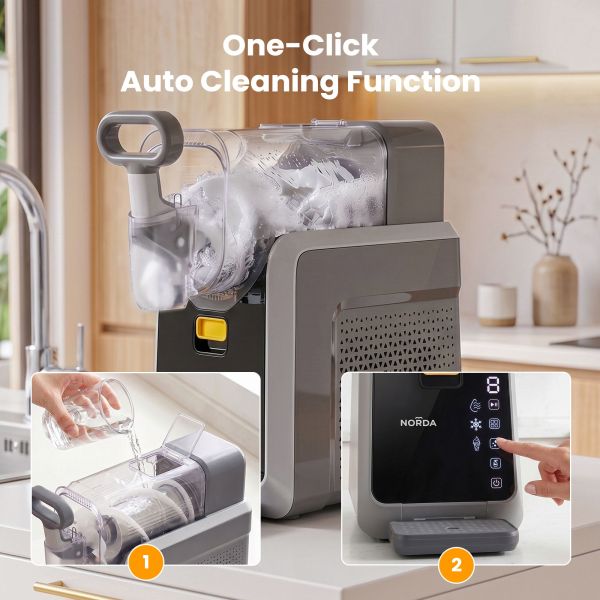Ice cream maker with one-click auto cleaning
