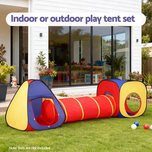 Colourful kids indoor outdoor play tent tunnel set