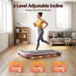 Woman using adjustable incline treadmill at home
