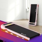 Pink foldable treadmill in modern home interior