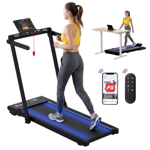 tmill 400 led bk 00.jpg Woman walking on smart treadmill with desk setup
