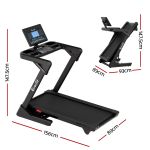 Everfit foldable treadmill with dimensions displayed