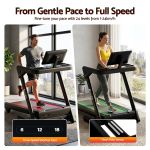 Man and woman using modern treadmill indoors