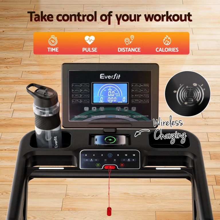 Everfit treadmill console with wireless charging feature
