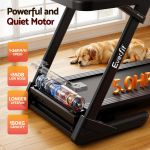 Quiet treadmill with sleeping dog beside it
