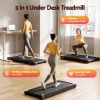 everfit 4 in 1 vibration walking pad treadmill under desk treadmills for home gym with app control 380mm black Woman using 3-in-1 under desk treadmill