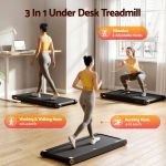 Woman using 3-in-1 under desk treadmill