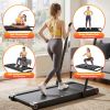everfit 4 in 1 vibration walking pad treadmill under desk treadmills for home gym with app control 380mm black Woman using vibration treadmill at home gym