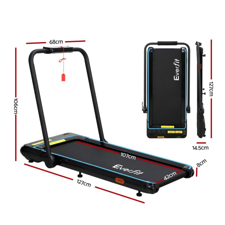 Everfit foldable treadmill with labelled dimensions