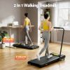 everfit treadmill electric walking pad under desk home gym fitness 420mm remote Woman using 2-in-1 treadmill at home office