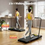 Woman using 2-in-1 treadmill at home office