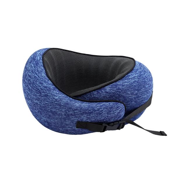 Blue travel neck pillow with mesh lining