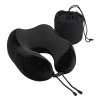 Black memory foam travel neck pillow with pouch