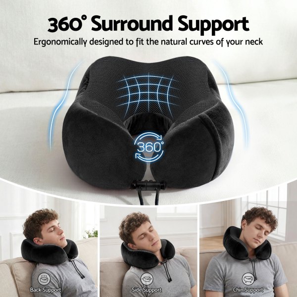 Ergonomic 360-degree travel neck pillow support