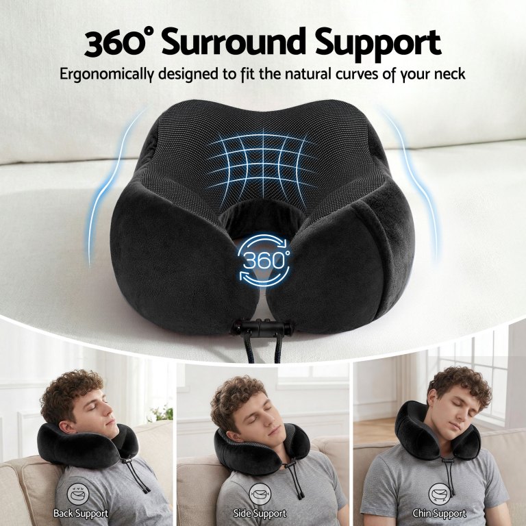 Ergonomic 360-degree travel neck pillow support