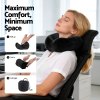Woman relaxing with compact travel neck pillow