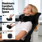 Woman relaxing with compact travel neck pillow