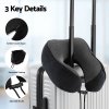Travel neck pillow attached to suitcase handle