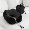 Black U-shaped travel neck pillow with carry bag