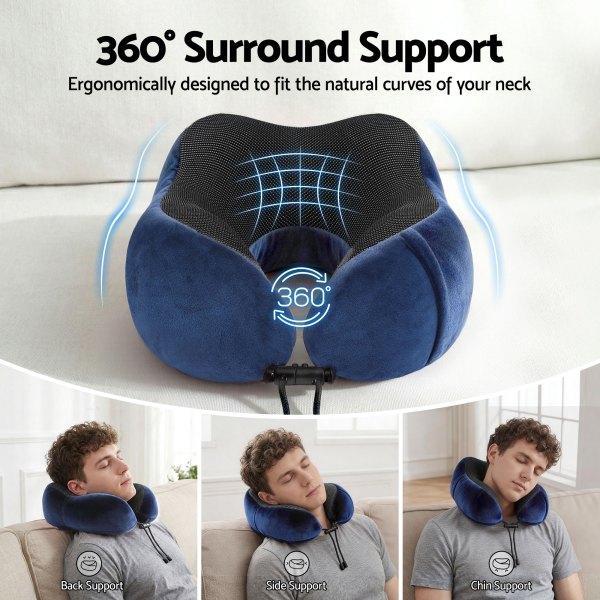 Ergonomic 360-degree travel neck pillow support