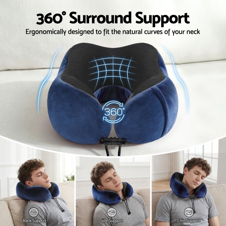 Ergonomic 360-degree travel neck pillow support