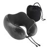 Grey memory foam travel neck pillow with pouch