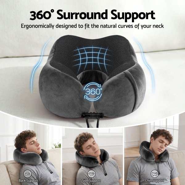 Ergonomic 360-degree memory foam travel neck pillow