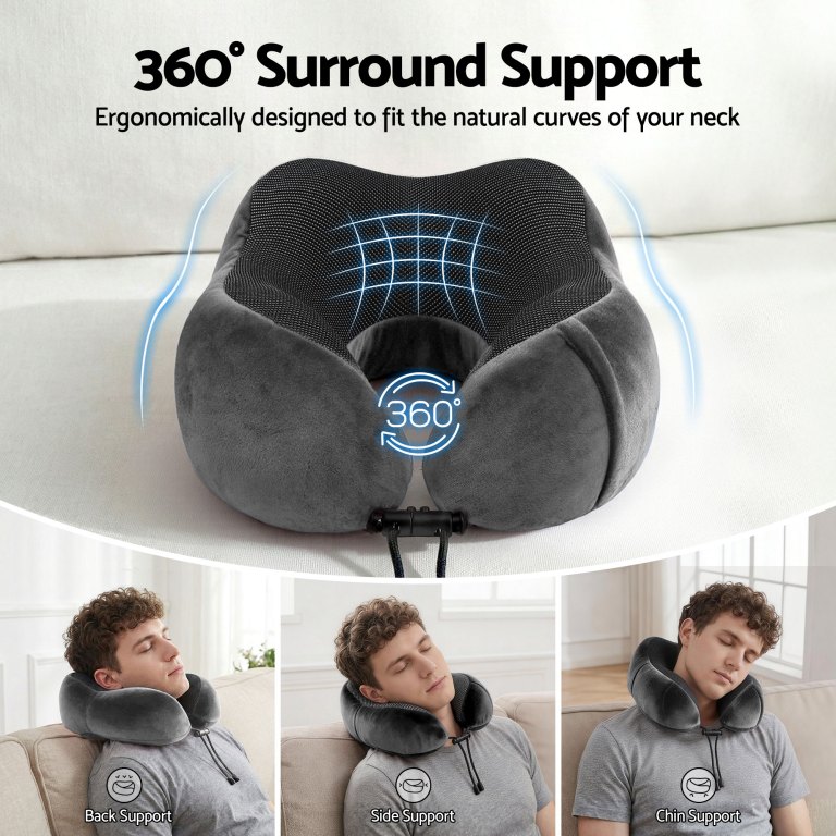 Ergonomic 360-degree memory foam travel neck pillow