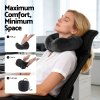 Woman relaxing with compact travel neck pillow