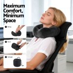 Woman relaxing with compact travel neck pillow
