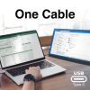 Laptop connected to monitor via USB-C cable