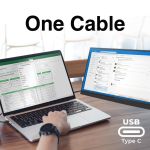 laser 15.6 inch portable monitor with usb c and hdmi Laptop connected to monitor via USB-C cable