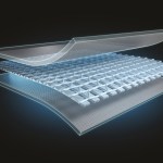 Layered composite material with internal lattice structure