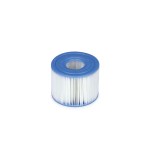 Blue and white cylindrical pool filter cartridge