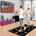 2 player dance mat game with motion sensor Couple exercising on interactive dance mat at home
