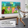 2 player dance mat game with motion sensor Woman playing motion-controlled tennis game on TV