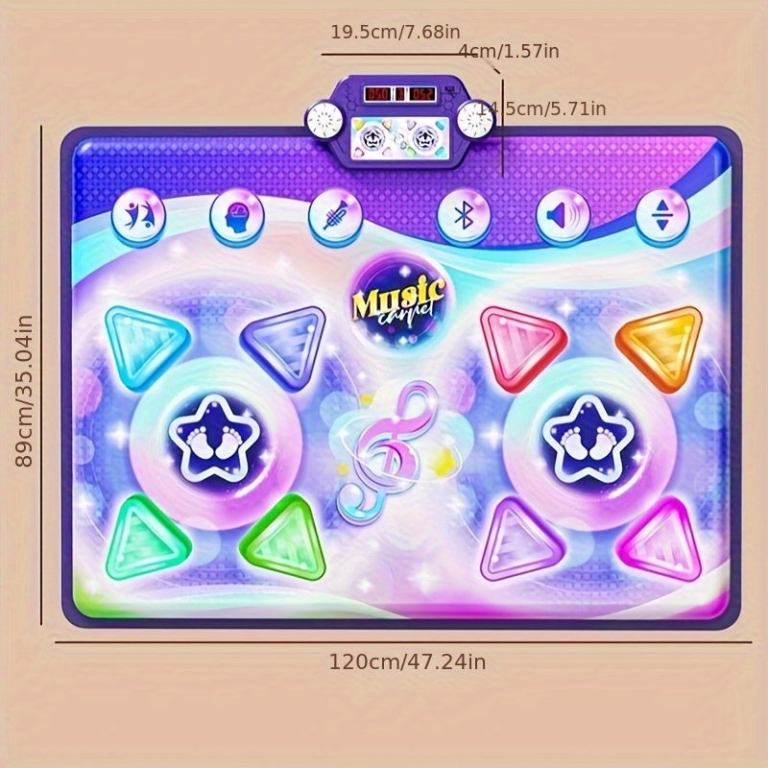 Colourful musical dance mat with control panel