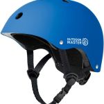 outdoormaster youth & kids bike helmet adjustable multi sports skateboard helmet with removable liners for balance bike, toddler scooter, one wheel hoverboard blue s Blue Outdoor Master skate helmet with straps