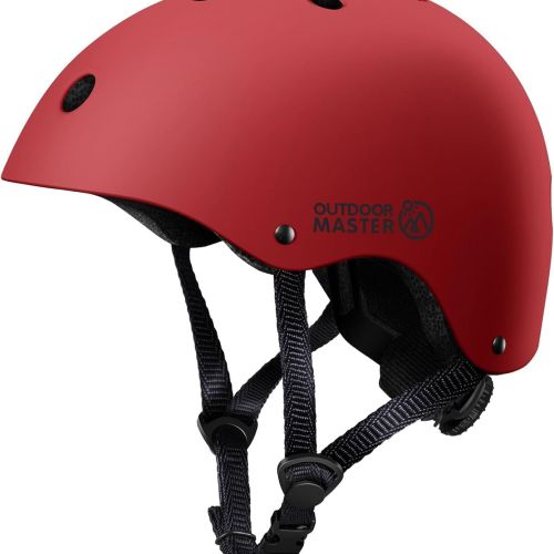 Red Outdoor Master skate helmet with straps