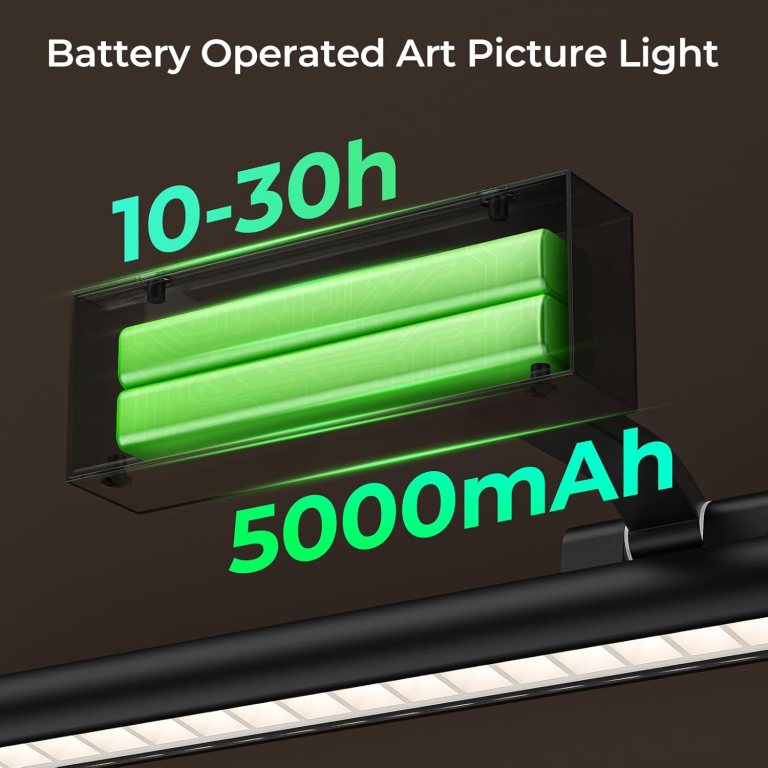 Battery operated art picture light with 5000mAh battery