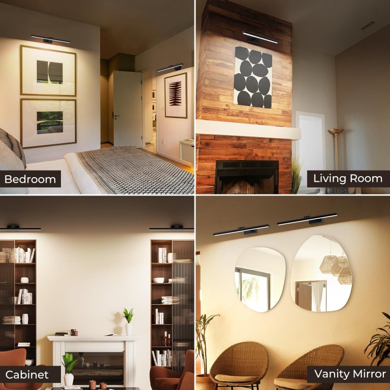 Modern interiors with wall-mounted picture lights