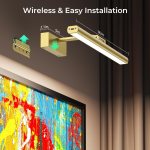 Gold wireless picture light with easy installation guide