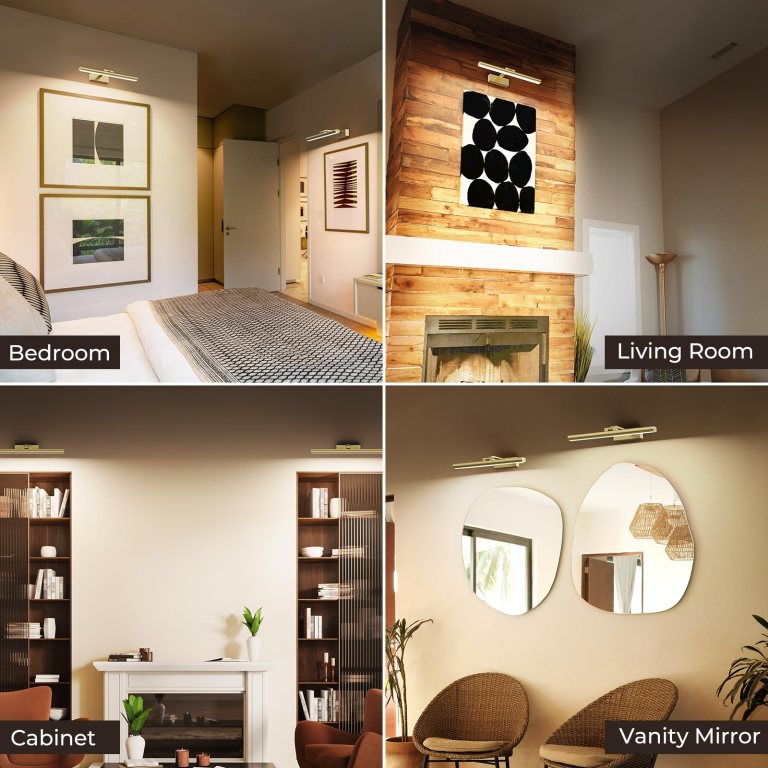 Modern home interiors with wall-mounted picture lights