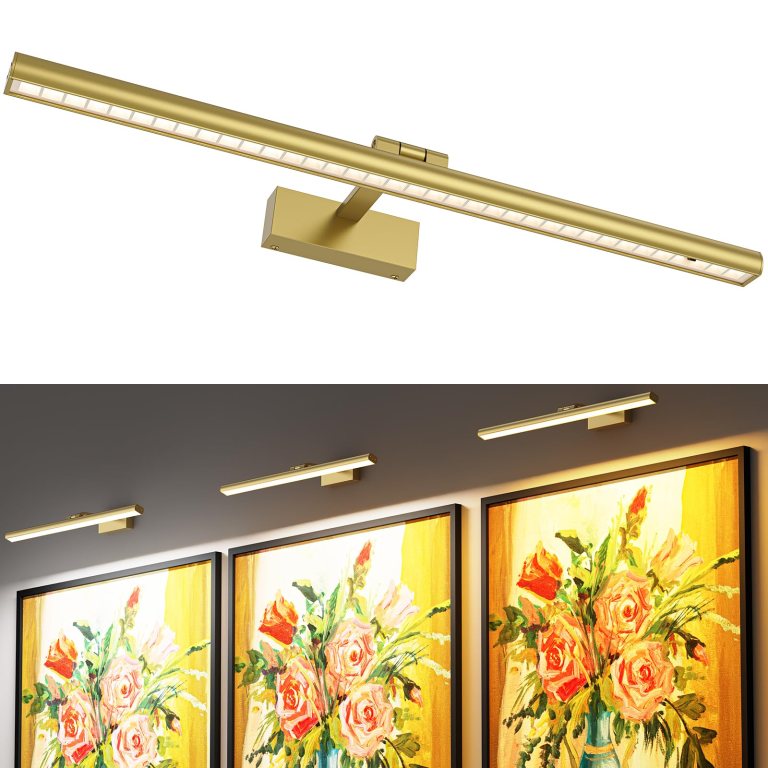 version 1.0.0 Gold LED picture light above framed artwork