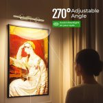 wireless picture lights for wall, battery operated wall light for painting rechargeable cct rotatable art gallery light with remote dimmable timer for artwork frame display dartboard (gold, 24inch) Adjustable wall light illuminating framed artwork