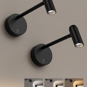 Two modern black adjustable wall reading lights