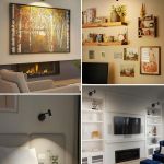 picture light for wall, battery operated art light for paintings cct dimmable recharging gallery battery wall light with remote control for living room gallery dartboard art bathroom 2pcs Modern black wall sconces in stylish interiors