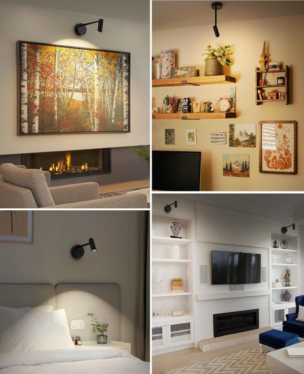 picture light for wall, battery operated art light for paintings cct dimmable recharging gallery battery wall light with remote control for living room gallery dartboard art bathroom 2pcs Modern black wall sconces in stylish interiors